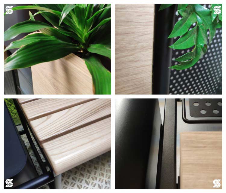 office furniture line with built-in vegetation