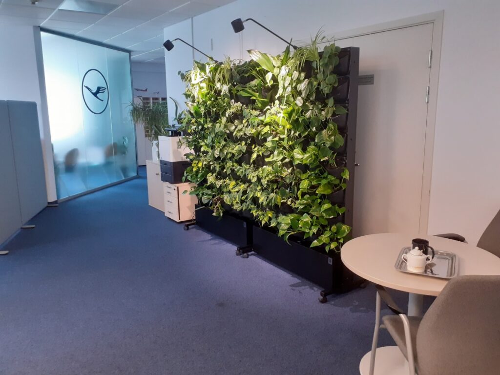 Ogrody wertykalne z roślin i mchu w siedzibie Lufthansy