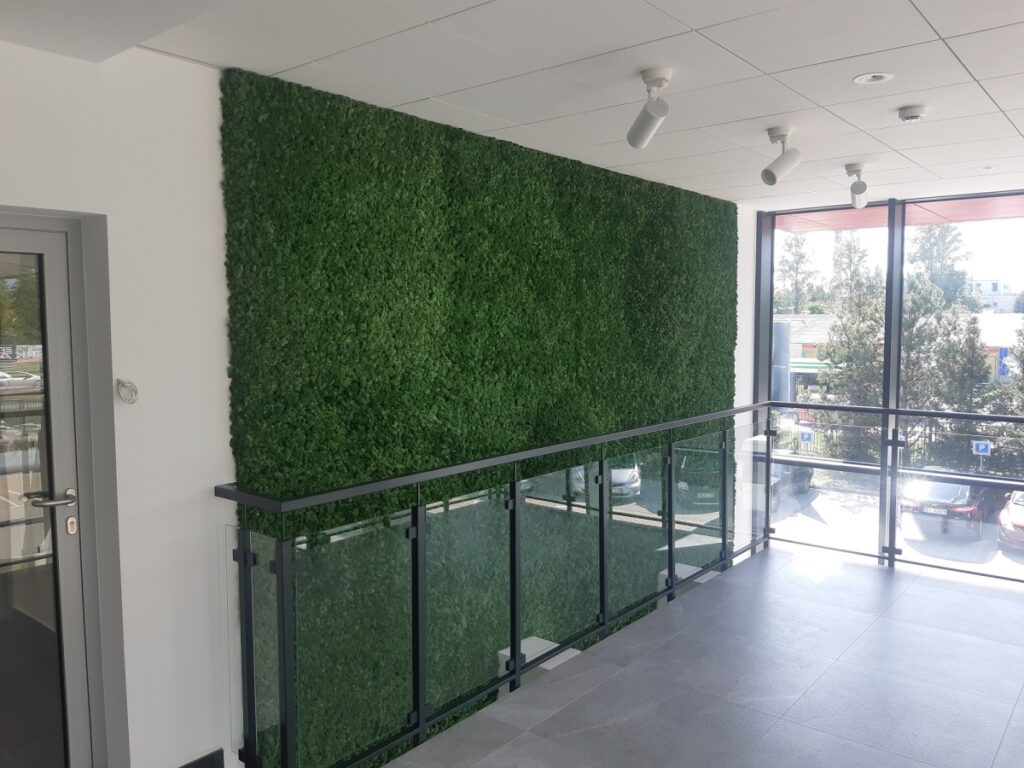 Ściana z mchu z elementami 3D