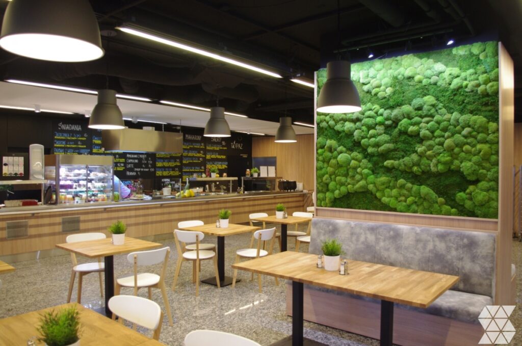 Ściany z mchu stabilizowanego - Topaz Lunch & Coffee