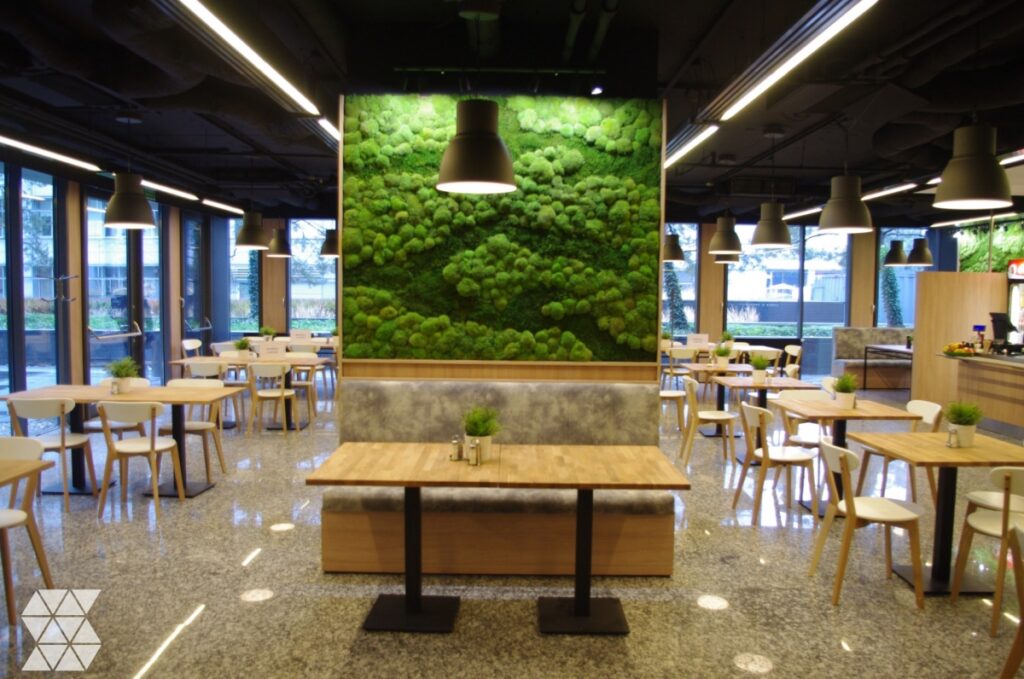 Ściany z mchu stabilizowanego - Topaz Lunch & Coffee